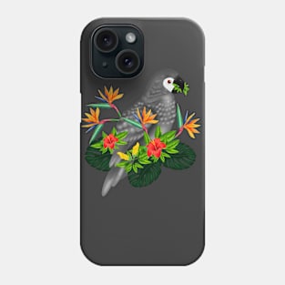 African Parrot, Tropical bird Floral Phone Case