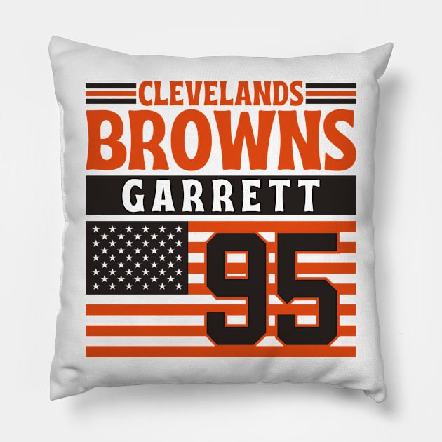 Cleveland Browns Garrett 95 American Flag Football Pillow by Astronaut.co