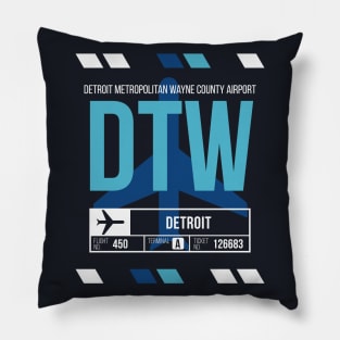 Detroit (DTW) Airport Code Baggage Tag Pillow