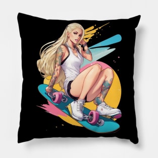 Skateboard Girl Pillow