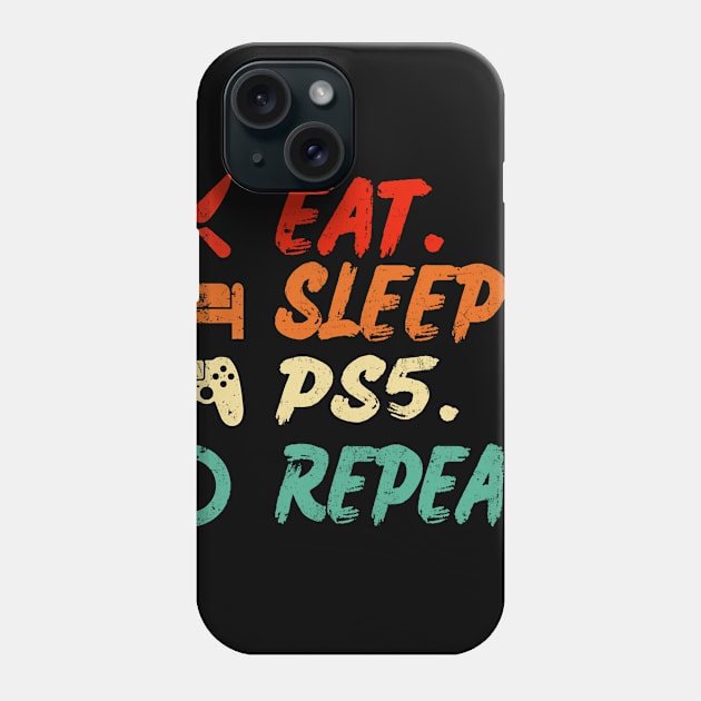 Eat Sleep PS5 Repeat Vintage Phone Case by ruffianlouse