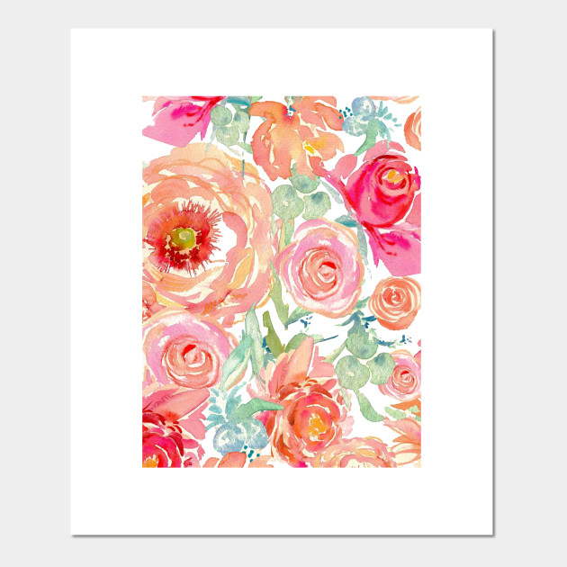 Download Pink Watercolor Floral Clipart Free Commercial Use Blush Light Watercolour Flowers Aquarelle Roses Bouquets Watercolour Affiche Et Impression D Art Teepublic Fr