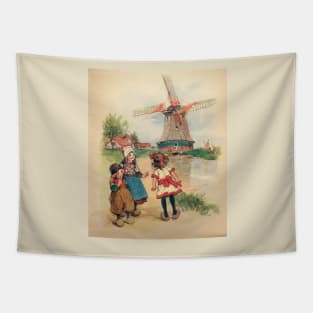 The Windmill And The Little Wooden Shoes Tapestry