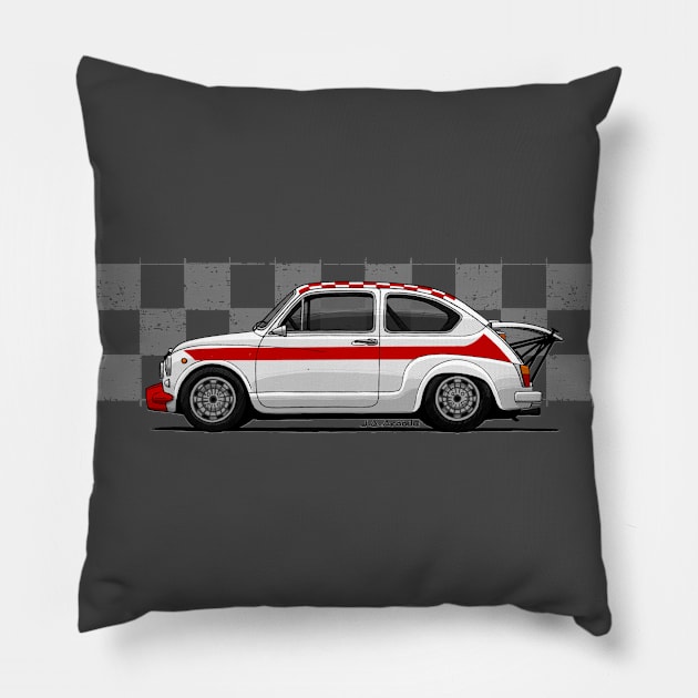 The coolest and cutests italian racing car Pillow by jaagdesign