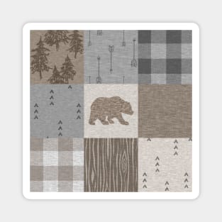 Bear Patchwork - Rustic Neutrals Magnet