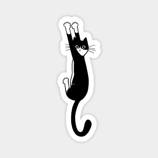 Black and White Cat Hanging On | Funny Tuxedo Cat Magnet