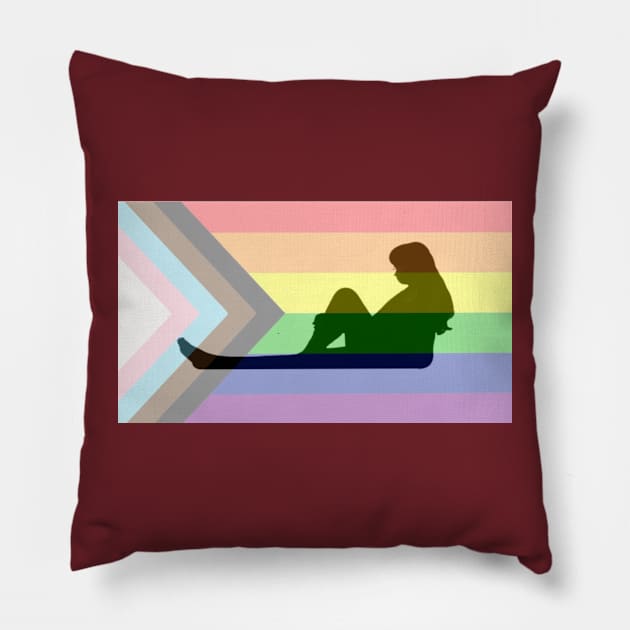 Silouette with pride flag background Pillow by Nikole K