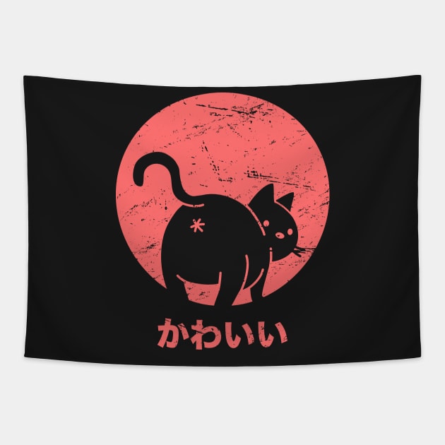 "Kawaii" Cat Neko | Retro Japanese Design Tapestry by MeatMan