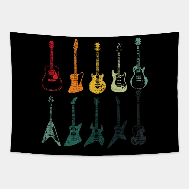 Colorful Grunge Guitars Band Music Tapestry by ShirtsShirtsndmoreShirts