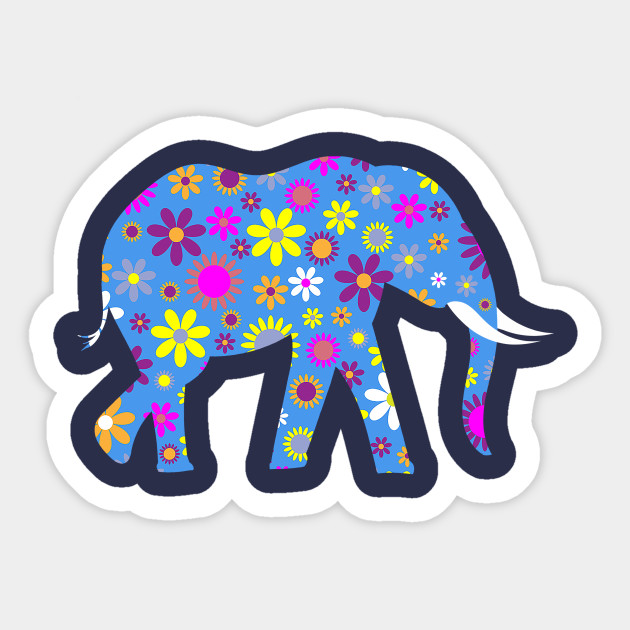 Cute Elephant Floral Design Unique Gift Ideas Animal Sticker Teepublic