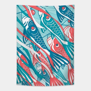 The cute Japanese koinobori pattern with koi carp Tapestry