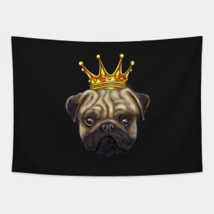 Pug King Tapestry