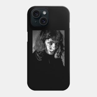 Beautiful girl, grayscale. Overlay with some black shapes. Dark and beautiful. Phone Case