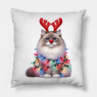 Christmas Red Nose Ragdoll Cat Pillow