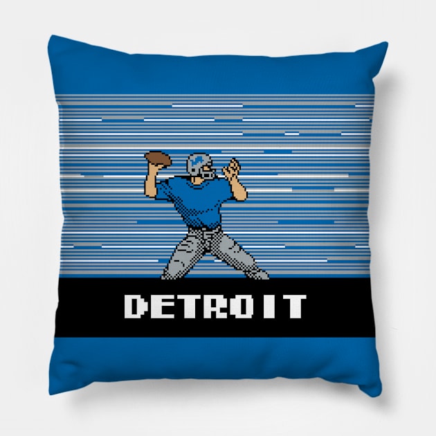 8-Bit Quarterback - Detroit Pillow by The Pixel League