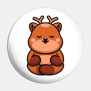 Cute baby deer meditation cartoon Pin