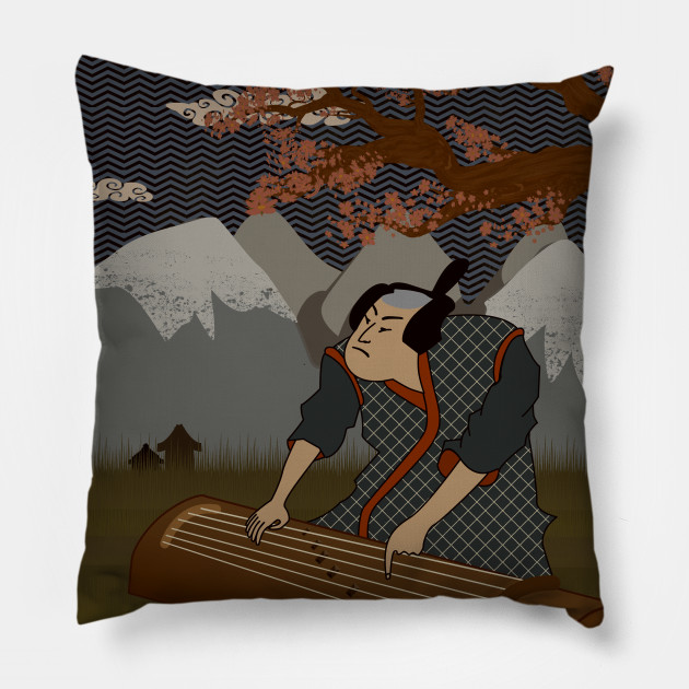 Traditional Japanese Art Style Koto Player For Musician Japan Pillow Teepublic Au