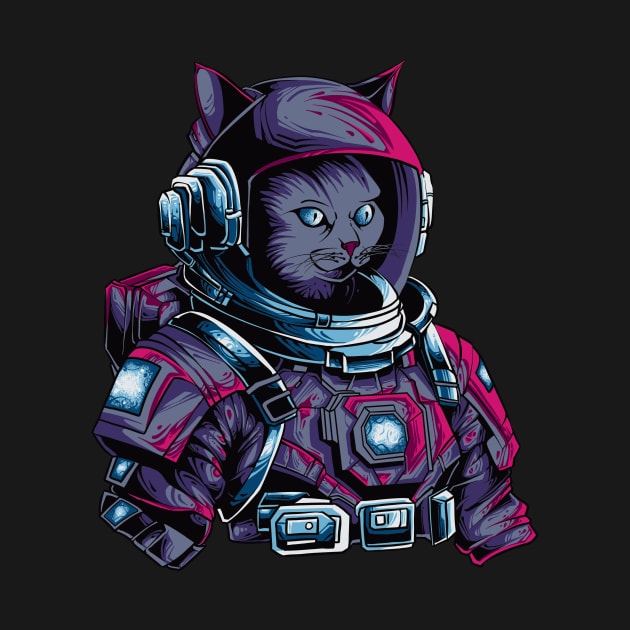 Futuristic Cat: Cyberpunk Astronaut from the Future by Ihsanmtsm Illustration