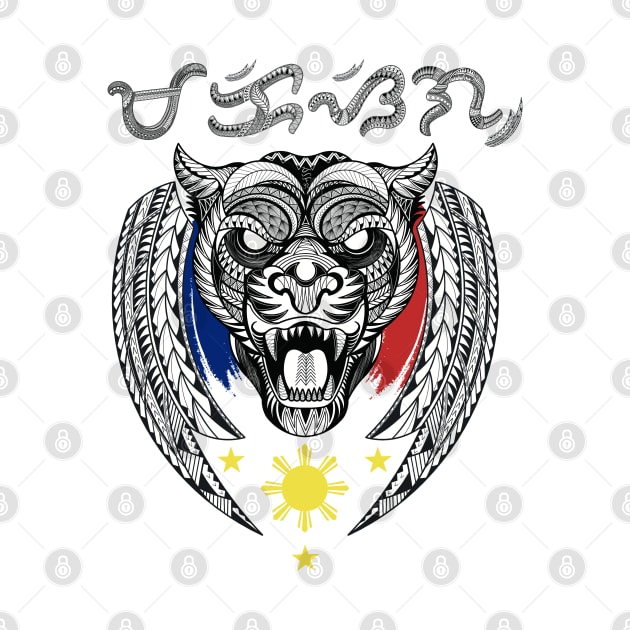 Tribal line Art Tiger / Baybayin word Makisig (Handsome/Groomed) by Pirma Pinas