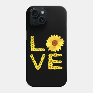 Sunflower Love (Black Background) Phone Case