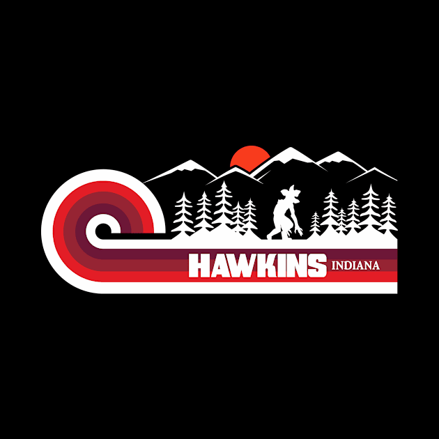 Visit Hawkins Retro 70s Dark by WMKDesign