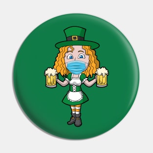 Irish Girl Beers Mask St Patrick's Day Pin