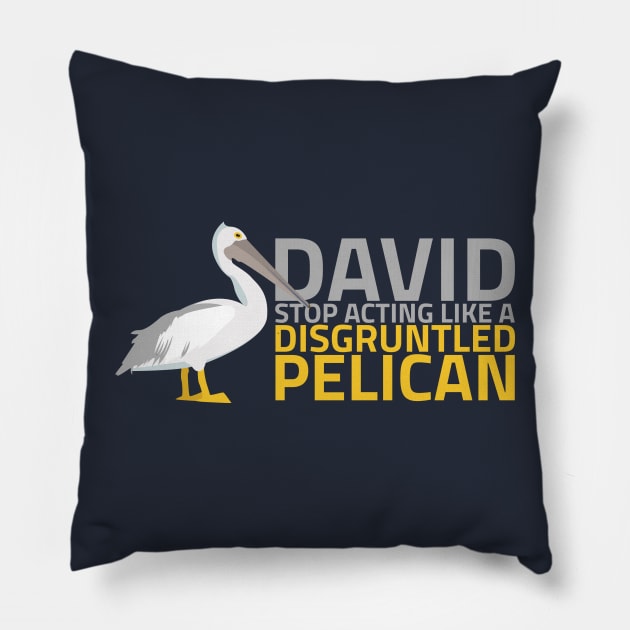 Disgruntled Pelican Pillow by jkwatson5