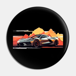 C8 Corvette Racing Hypersonic Grey sportscar retro design vintage style supercar Classic car vibes with a Hypersonic Grey C8 Retro flair for C8 enthusiasts Pin