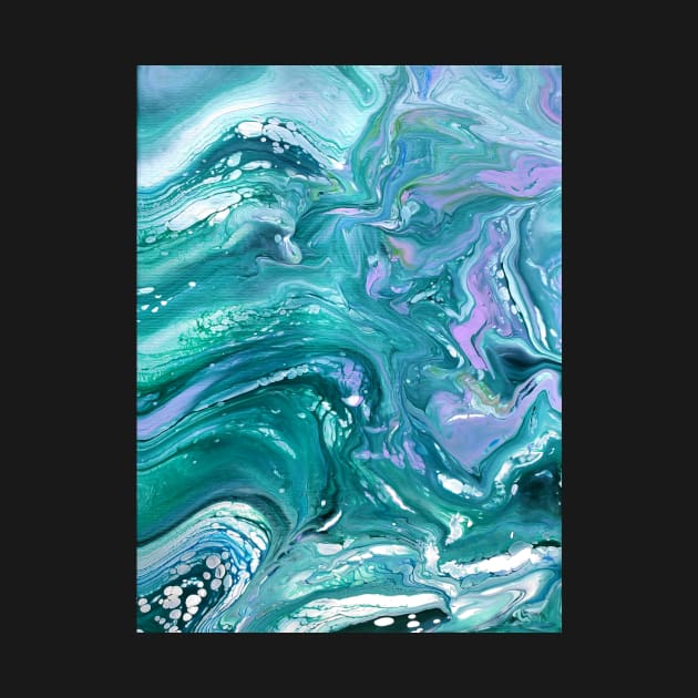 Teal and Purple Acrylic Pour Painting by dnacademic