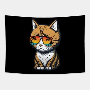 Cool Feline in Shades: Whiskered Purrfection for Cat Miaw Lovers Tapestry