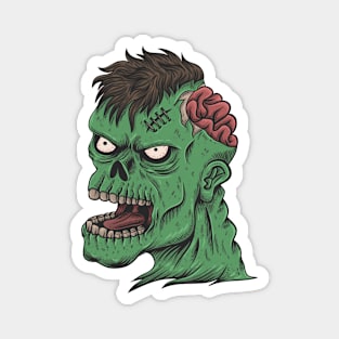 Cool Zombie Head Illustration Magnet