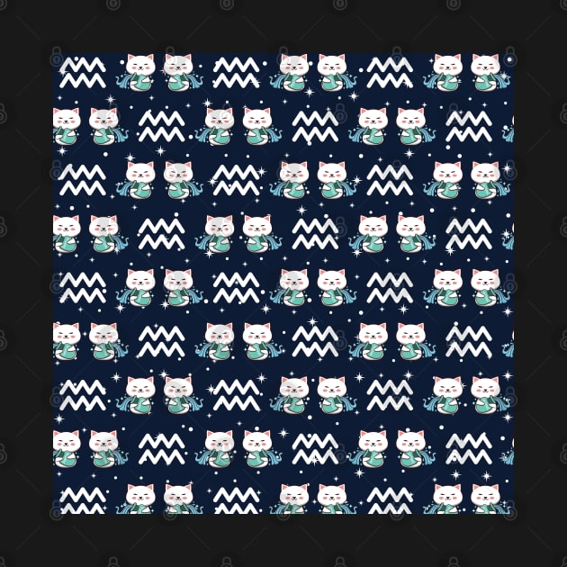 Aquarius Zodiac Cat Pattern by Luna Illustration