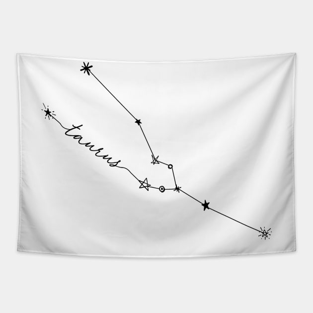 Taurus Zodiac Constellation Drawing Sticker Tapestry by aterkaderk