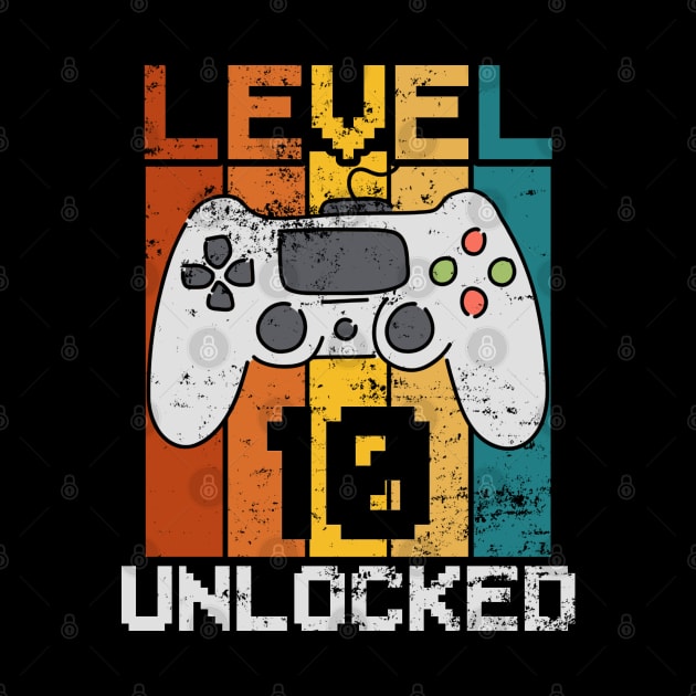 Level 10 Unlocked, Retro 10th Birthday Gamer by ishimkp