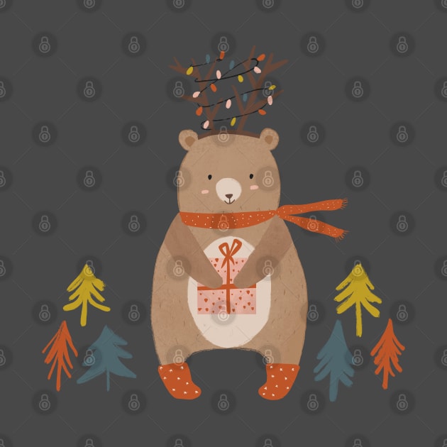 Christmas Woodland Bear by Guncha Kumar