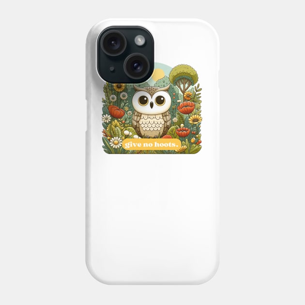 Give No Hoots - Carefree Owl in Bloom Phone Case by High Vibe Girl Tribe