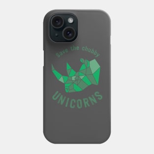 Save the Chubby Unicorn (Green) by Moody Chameleon Phone Case