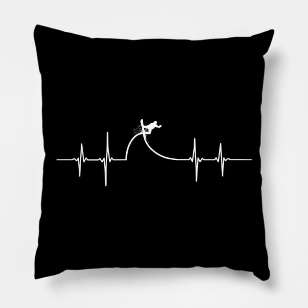 Snowboard Snowboarding Ski Skiing Skater Surf Heartbeat Pulse Pillow by Shirtbubble