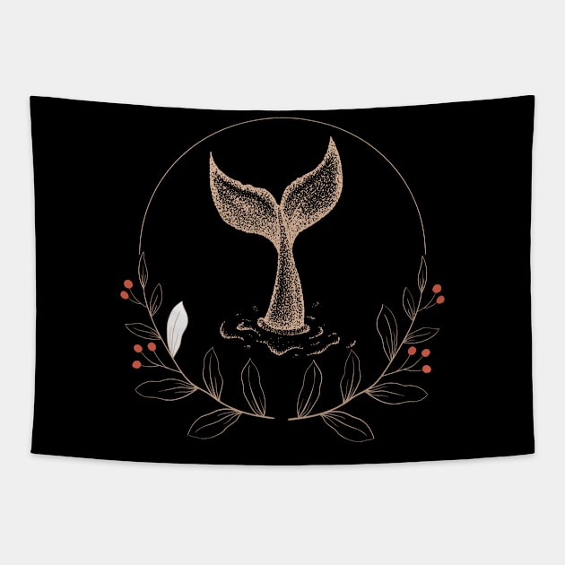 Whale Tail Art Tapestry by NICHE&NICHE