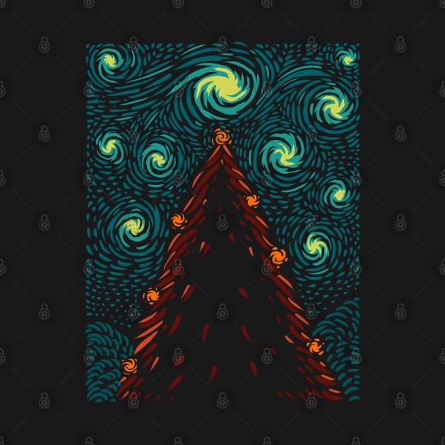 Starry Christmas Tree - Van gogh starry night by eriondesigns