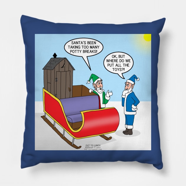 Sleigh Outhouse for Santa Pillow by OutToLunch