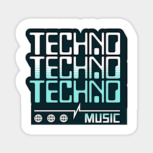 TECHNO  - Retro Computer Font  (Teal) Magnet