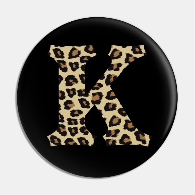 Letter K Leopard Cheetah Monogram Initial Pin by squeakyricardo