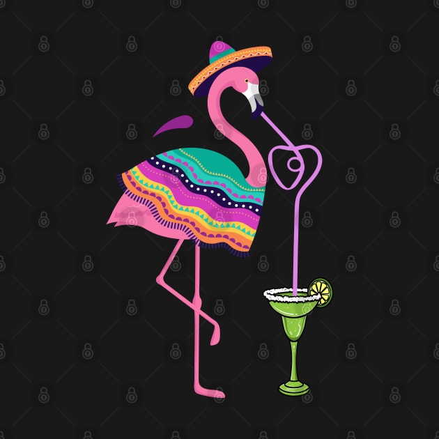 Cinco de Mayo Margarita - pink flamingo mexican poncho Drinking shirt by BeHappy12