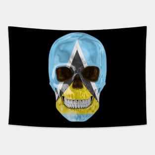 St Lucia Flag Skull - Gift for St Lucian With Roots From St Lucia Tapestry