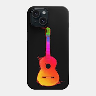 rainbow colored guitar Phone Case