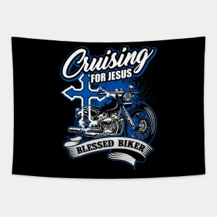 Cruising Blessed Biker Cross Jesus Lover Tapestry