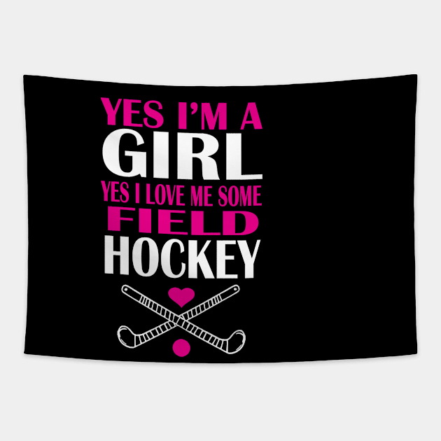 Girl love me some field hockey Tapestry by TshirtsCintia