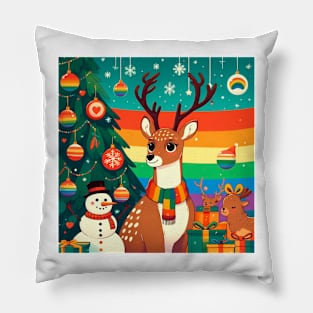 Queer deer, christmas tree with gift Pillow