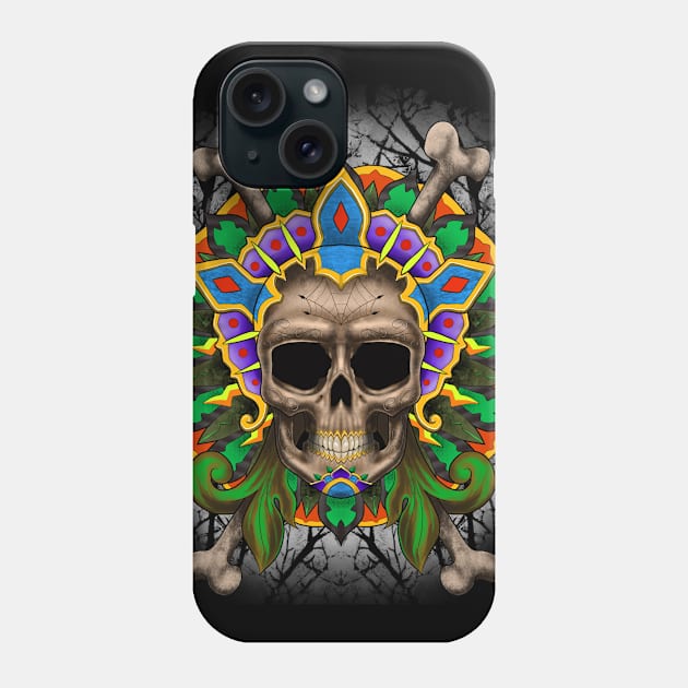 Skull with headdress Phone Case by artnsoul79